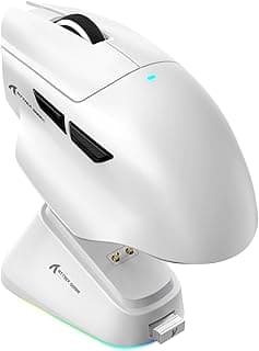 ATTACK SHARK V6 Mouse Superleve de 65g com Base de Carregamento Magnético, Sensor Gamer PixArt PAW3311, 25000 DPI, Bateria de 500 mAh, Mouse Ergonômico com Apoio para o Polegar