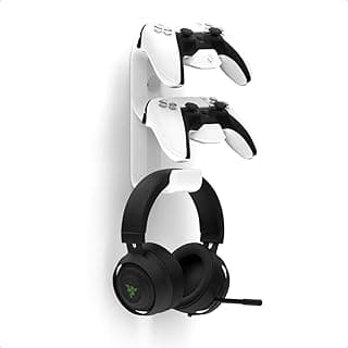 Sculpy Suporte de Parede Compatível com 2 Controles de Playstation 5 PS5 e Headphone Headset Gamer Universal VN
