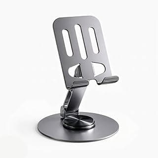Suporte para Celular e Tablet de Mesa em Alumínio 360° Dobrável e Ajustável com Base Antiderrapante – Ergonômico, Portátil e Compatível com Smartphones e Tablets