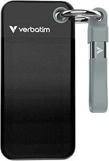 Verbatim SSD de bolso de 1 TB (SSD NVMe externo, USB 3.2 geração 2, velocidade de leitura e gravação de até 1000 MB/s, disco rígido portátil para Mac, PC e console de jogos, preto/cinza)