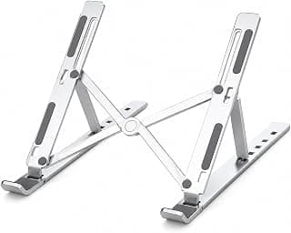 Suporte para Notebook e Tablet em Alumínio Dobrável Ergonômico Ajustável com 6 Níveis de Altura Base Antiderrapante Portátil Universal para Home Office Estudos e Desktop