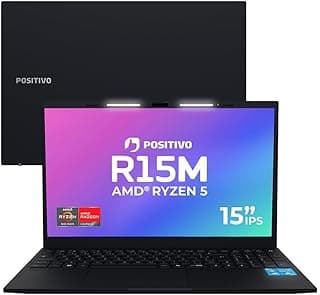 Notebook Positivo Vision R15M AMD Ryzen 5-5625U Linux 8GB RAM 256GB SSD Wi-Fi 6 Tela 15.6” Full HD IPS Antirreflexo - Minitela - Permite upgrade de memória RAM e SSD - Preto