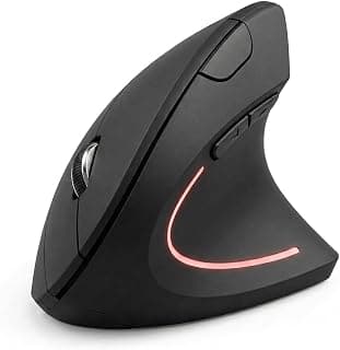 Mouse Vertical Ergonômico Sem Fio Preto Pilhas AAA DPI Ajustável Silencioso Alivia Dor no Pulso para Notebook e Computador