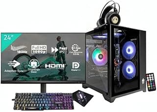 PC Gamer Ryzen 7, 32GB DDR4, SSD NVMe 1TB, RTX 3050 6GB, Monitor 24” 180Hz, Kit com Wi-Fi