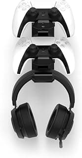 Sculpy Suporte de Parede Compatível com 2 Controles de PlayStation 5 PS5 e Headphone Headset Gamer Universal VN