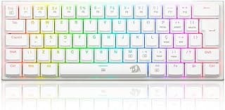 TECLADO MECANICO GAMER REDRAGON ANIVIA BRANCO RGB COM SWITCH AZUL ABNT-2
