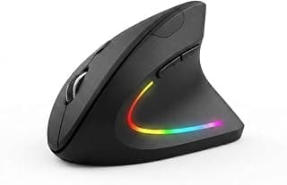 Mouse Ergonômico Vertical Sem Fio RGB Silencioso qualidade premium | 10m de Alcance Wireless, 4 Níveis de DPI, Auto-Suspensão 5 min, Ideal para Jogos e Trabalho, Previne Dores no Pulso