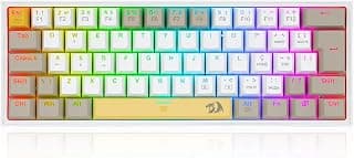 TECLADO MECANICO GAMER FIZZ RGB AMARELO BRANCO E CINZA SWITCH MARROM
