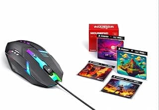 Kit Gamer RGB com Mouse Óptico 3200 DPI, LED Colorido, Design Ergonômico, Sensores de Última Geração e Mousepad