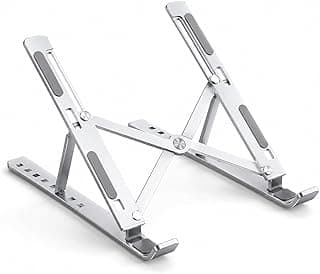Suporte para Notebook e Tablet em Alumínio Premium, Dobrável e Portátil, 6 Ângulos Ajustáveis, Antiderrapante, Ideal para Home Office