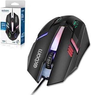 Mouse Gamer Exbom RGB Óptico 1200dpi Com Fio USB Ambidestro