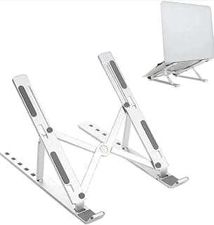 Suporte para Notebook e Tablet Linha Premium em Alumínio Dobrável e Ergonômico Para Desktop Portátil Ajustável em 6 Ângulos com Altura Regulável Leve Apoio Universal - Com estojo para armazenagem