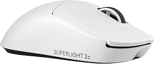 Mouse Gamer sem fio Logitech G PRO X SUPERLIGHT 2c, mouse compacto 51 g, 5 botões programáveis, carregamento USB-C, sensor de 44K DPI, taxa de atualização de até 8 kHz para PC/Mac - Branco