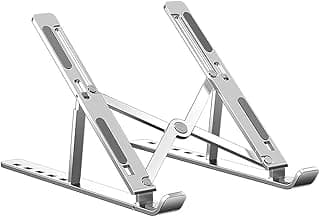 Suporte para Notebook de Aluminio Ajustável Dobrável Portatil Metal Resistente Reforçado altura regulavel compativel ate 15.6 polegadas Regulavel Ergonomico AlphaDomus