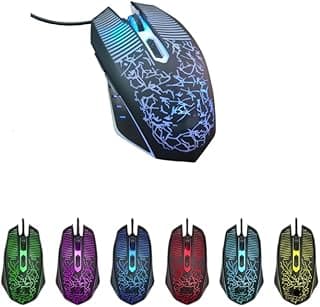 Mouse Gamer com Fio USB, LED 7 Cores, DPI Ajustável 3600, Design Ergonômico, 5 Botões, 1.3 metros de Cabo, Cor Preto