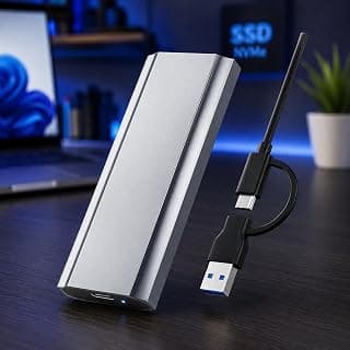Case Externo SSD M.2 NVMe USB 3.1 Tipo-C Velocidade 10Gbps | Compatível Windows, Mac e Linux | Adaptador Gabinete Externo Tamanho 2230/2242/2260/2280 Portátil Premium