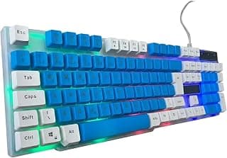 Teclado Gamer Mecanico Antighosting Profissional RGB Retroiluminado Fio (Azul)