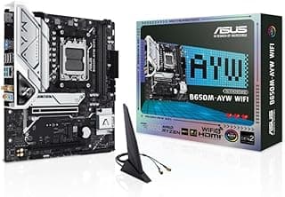 Asus B650M-AYW WIFI Placa Mãe AM5 DDR5 HDMI M.2 USB 3.2 | Placa-mãe AM5 com Wi-Fi integrado, suporte DDR5 e armazenamento M.2 para sistemas modernos e expansíveis.