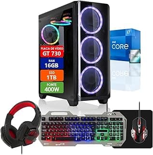 PC Gamer Intel Core i7 16GB SSD 1TB Placa de Vídeo Gt 730 2GB Com Kit Gamer Completo - Fonte 400W Real Strong Tech