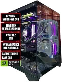 PC GAMER COLS RYZEN 7 5700X / 32GB RAM/NVME 1TB / RTX 5060 8GB / WC 240MM / GABINETE AQUARIO COM 3 FANS/WINDOWS 11 PRO ORIGINAL