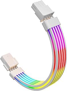 Sirlyr Cabo GPU RGB de 8 pinos, extensão de cabos RGB PSU - Capa de PC ARGB endereçável de 5V3 pinos, decoração para placa gráfica RTX 3060 4060 4070 Radeon RX 6600 580, fonte de alimentação branca