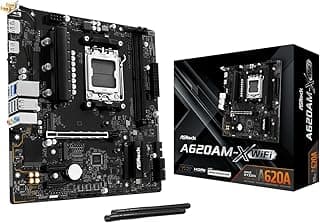 ASRock Placa-mãe A620AM-X WiFi Micro-ATX | Soquete AMD AM5 | Suporta Ryzen 9000/8000/7000 | DDR5 8000+ OC | WiFi 5 | LAN 2.5G | BIOS Flashback