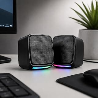 Caixa de Som para PC Gamer, Iluminação LED RGB, Som Estéreo, Conexão USB e P2, Controle de Volume, Plug and Play, para Notebook, TV e Home Office — Qualidade Premium