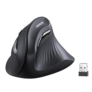 UGREEN Mouse Ergonômico Vertical Sem Fio, Bluetooth e 2,4 GHz, Mouse de 5 Botões com Receptor USB, 4 Níveis de Dpi até 4000, Clique Silencioso, Compatível com Windows, Linux, Mac, Android e Chrome