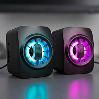 Caixa De Som Para PC Gamer 6W RMS Dupla Iluminação LED RGB Alto Falante Estéreo Controle De Volume Entrada USB e P2 Plug And Play Pequena Para Computador Notebook TV Setup Home Office e Aulas Online