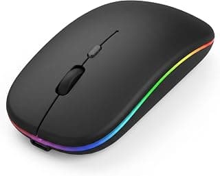 Mouse Sem Fio Recarregável Dual Mode Bluetooth 5.0 LED RGB | Cliques Silenciosos, 1600 DPI Ajustável, 160h de Bateria, Plug and Play, Design Ergonômico Slim