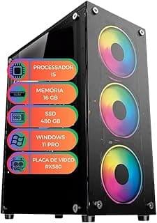 Computador PC Gamer MultiPC Intel Core I5 16GB RAM SSD 480GB GPU RX580 8GB 128 Bits Windows 11 Pro Pc Ideal para Jogos, Estudos, Home Office e Edição