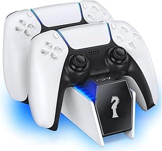 Estação de Carregamento PS5, Estação de Carregamento para Controle de Playstation 5 PS5 com 2 Cabos de Carregamento Rápido de Substituição para Controle S~ony DualSense
