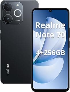 Realme Note 70 Smartphone Tela de 6.74" Display, 4GB RAM 256GB ROM, 6000mAh Batteria, Dual 4G SIM (Preto) | Bateria 6000mAh, Dual 4G SIM