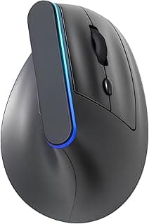 Mouse Vertical Ergonômico Sem Fio Recarregável RGB, 1600 DPI Ajustável, 6 Botões, USB/Bluetooth 2.4G, Redução de Tensão no Pulso e Tendinite, Cliques Silenciosos, Ideal para Trabalho Estudos e Jogos