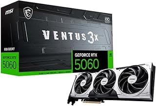 MSI Placa gráfica Gaming RTX 5060 8G Ventus 3X OC (8GB GDDR7,128-bit, desempenho extremo: 2550 MHz, DisplayPort x3 2.1a, HDMI 2.1b, NVIDIA Blackwell Architecture)