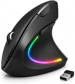 Mouse Vertical Ergonômico Sem Fio 2.4G Óptico com DPI Ajustável