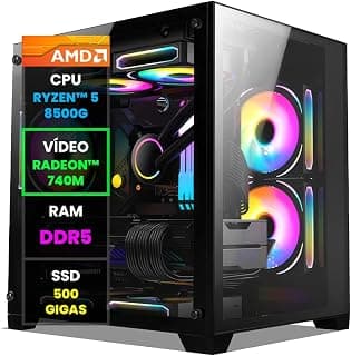 Pc Gamer Computador Completo NoLag AMD Ryzen 5 8500G, Radeon Graphics 740M, 16GB DDR5, SSD 500GB, Gabinete RGB
