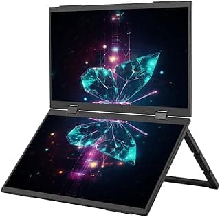 Bettdow Monitor portátil dobrável duplo de 15,6'' FHD 1080P Monitor Portátil Conectado Com USB C Dupla/HDMI, IPS Extensor De Tela para Notebook com VESA e Funda Inteligente magnético, Plug and Play