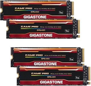 Gigastone SSD M.2 1TB (Pacote de 4) SSD NVMe Até 5.000MB/s M.2 2280 PCIe Gen4 Unidade SSD de jogos interna ultrarrápida Jogos Edição de vídeo Compatível com armazenamento de laptop e desktop GP6450