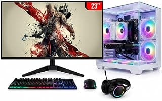 PC Gamer Completo Intel Core i5, Radeon RX 570 8GB, 16GB RAM, SSD 256GB NVMe, Fonte 600W, 5 fans RGB, Monitor LED 23", Branco-BluePC FRAME PGBP-FRM132