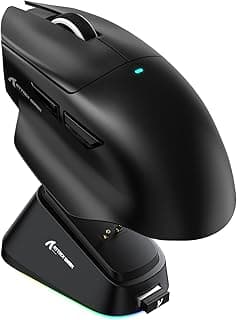 ATTACK SHARK V6 Mouse Superleve de 65g com Base de Carregamento Magnético, Sensor Gamer PixArt PAW3311, 25000 DPI, Bateria de 500 mAh, Mouse Ergonômico com Apoio para o Polegar