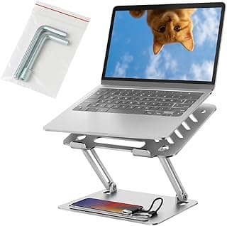 Suporte Ajustável Para Notebook, Suporte para Laptop e tablet, Suporte ergonomico para notebook, MacBook Air Pro, Lenovo, Samsung, ASUS, Dell More10-17 Laptop - Steel Hook Premium