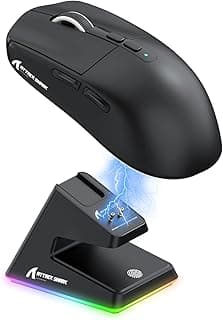 Mouse ATTACK SHARK X6 49g SUPERLIGHT com base de carregamento magnética, sensor para jogos PixArt PAW3395, mouse para jogos sem fio/com fio BT/2.4G, 26000 DPI
