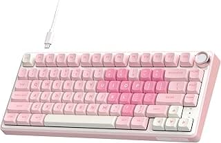 RK ROYAL KLUDGE Teclado mecânico com fio R75, rosa