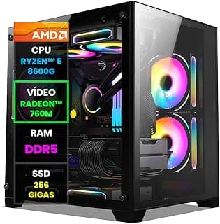 Pc Gamer Computador Completo NoLag® AMD Ryzen 5 8600G, Radeon™ Graphics 760M, 8GB DDR5, SSD 256GB, Gabinete RGB
