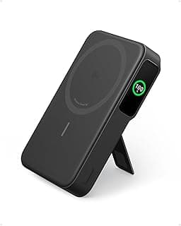 Anker MagGo Power Bank 10.000mAh, Carregador Portátil Qi2 15W, com MagSafe | Tela Inteligente e Suporte Dobrável, para iPhone 17/15/14/13/12, Inclui Cabo USB-C, Preto