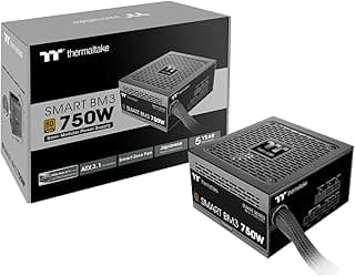 Thermaltake Smart BM3 750W 80Plus Bronze ATX 3.0 & PCIE 5.0 Fonte de alimentação semi-modular pronta; capacitor japonês 105°C/105.0 °C; garantia de 5 anos; PS-SPD-0750MNFABU-3