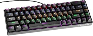 Teclado Mecânico com Fio A1802, Gamer Switch Marron 68 Teclas Semi 65%, Iluminação RGB com 17 Modos, Hot-Swap, Teclas Anti-Ghosting Preto Black
