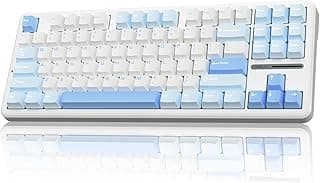 AULA F87 Teclado Mecânico Sem Fio, Teclado Personalizado de 75% TKL Trocáveis a Quente para Jogos com Teclas PBT, Interruptores Pre-lubrificados Greywood, Teclado Cremoso com Iluminação RGB, 2.4GHz