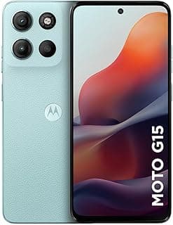 Smartphone Motorola Moto g15-128GB 12GB (4GB RAM+8GB Ram Boost) e Camera 50MP com AI e Night Vision Bateria de 5200 mAh Tela FHD+ 6.7" com Superbrilho NFC - Azul Claro
